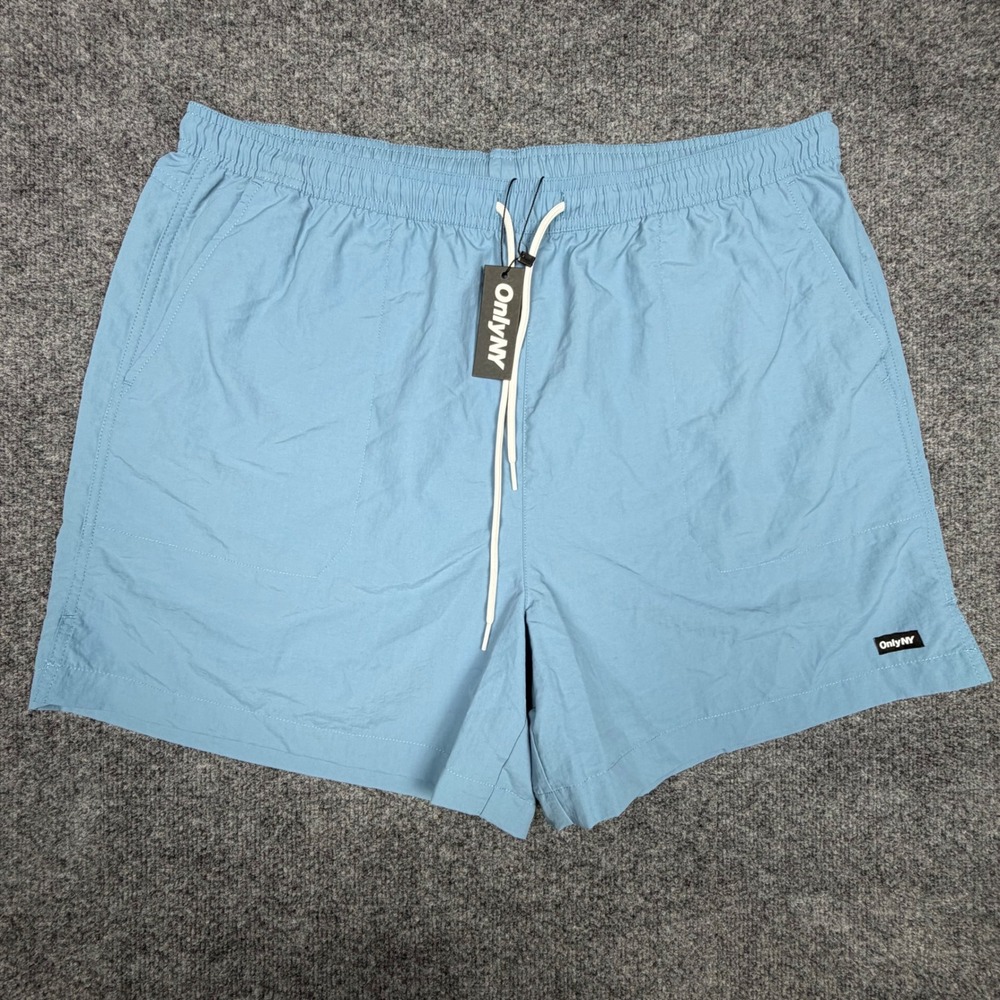 Only NY Mens Nylon Water Shorts Light Blue XXL New With‎ Tags Drawstring